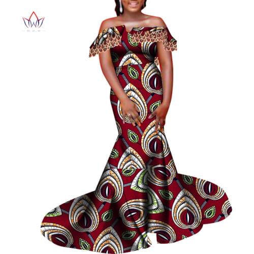 Customize BintaRealWax African Clothes for Women Off-shoulder Sleeveless Dress African Women Print Wax Dress Party WY8648