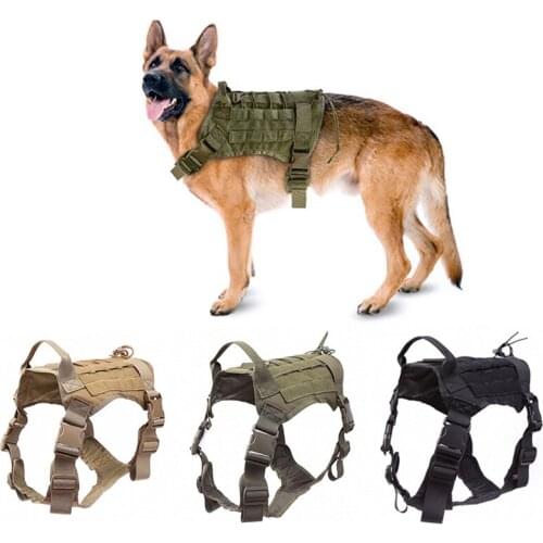 Dropshipping Military Tactical Dog Harness Shepherd Pet Dog Vest With Handle Nylon Bungee Dog Leash Harness For Small Large Dogs