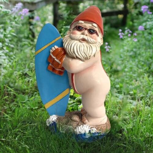 Garden Gnome Sculpture Statues Decor Surfing Funny Outdoor Gnome Statue For Yard Decor Gnome Miniature Dwarf Figurine Statue