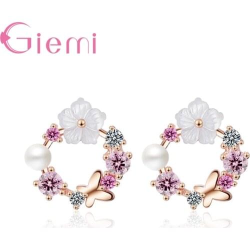 Hot Sale Pretty Garland Shape For Women Girls Party Engagement Jewelry 925 Sterling Silver Stud Earring High Quality