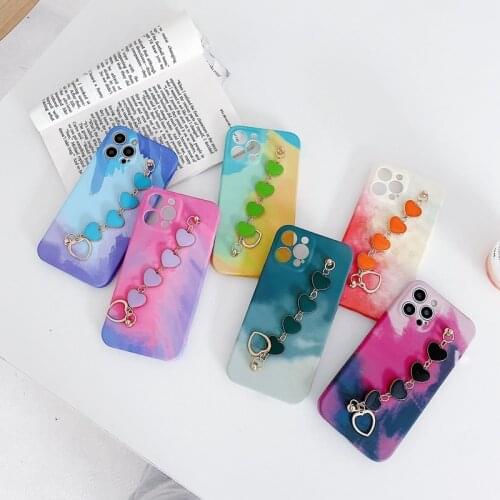 Silicone Painting Watercolor Case for Samsung galaxy S10 S20 S21 Plus S20 fe Note 10 Lite A30 A50 A10 A20 A21S Bracelet Cover