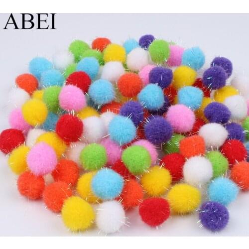 20mm 200pcs/lot Pom Poms School Creative Handmade Craft Project Sparkly Glitter Pompom Ball Scrapbook Wedding Party Decoration