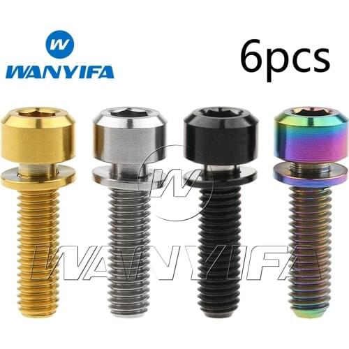 Wanyifa Titanium Ti M5x16mm M5x18mm M5x20mm for Bicycle Stem Socket Head Bolt with Washer pack of 6