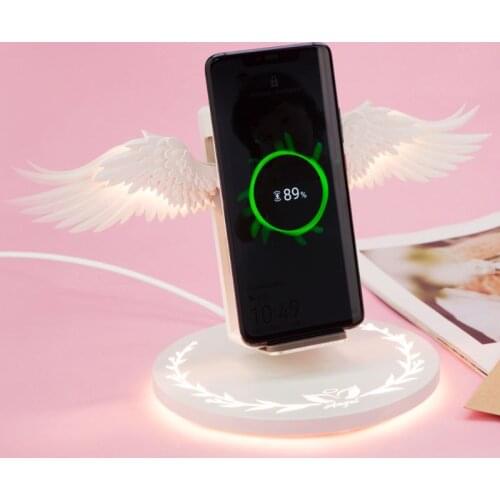 Universal LED Qi Wireless Charge Dock 10W Angel Wings Fast Wireless Charger For Cellphone Pro X XR 8 Plus Mobile Phone