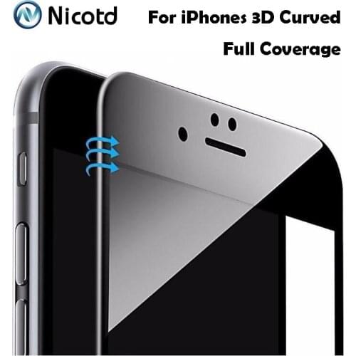 Nicotd 9H 3D Curved Carbon Fiber Soft Edge Tempered Glass For iPhone 8 Plus X 10 6 6S 7 Plus 3D full cover Screen Protector Film