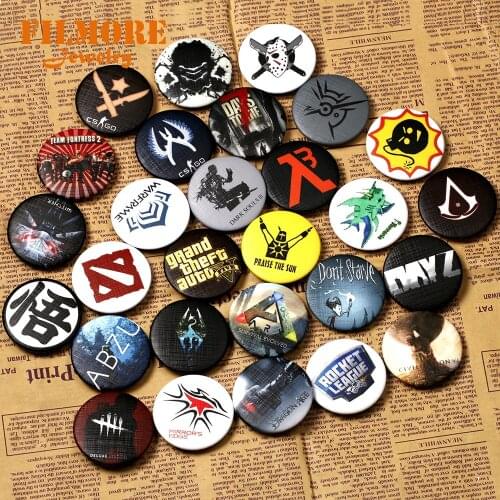 Hot Games Dota 2 CS GO Logo Pin BUTTONS Badges Brooches School Bag Badge Game Collection Great Charm Gift For fans Series 2