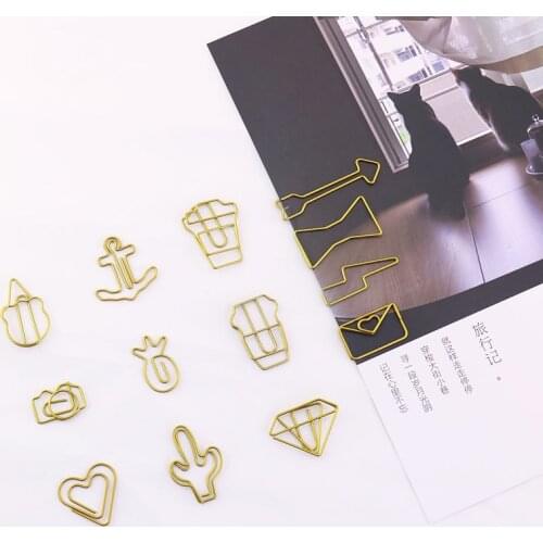 TUTU Gold heart Shape Paper Clips Creative Interesting Bookmark Clip Memo Clip Shaped Paper Clips for Office School Home H0175
