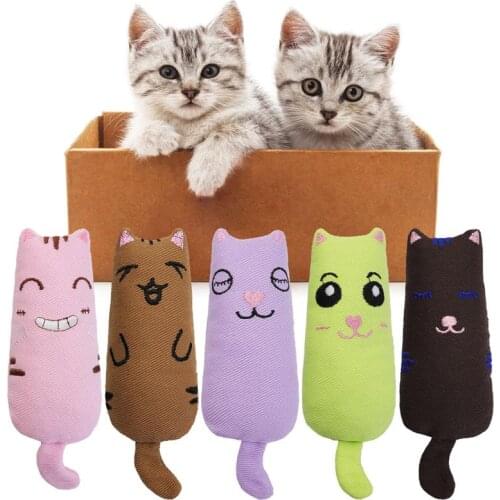 Teeth Grinding Catnip Toys Funny Interactive Plush Cat Toy Pet Kitten Chewing Vocal Toy Claws Thumb Bite Cat mint For Cats