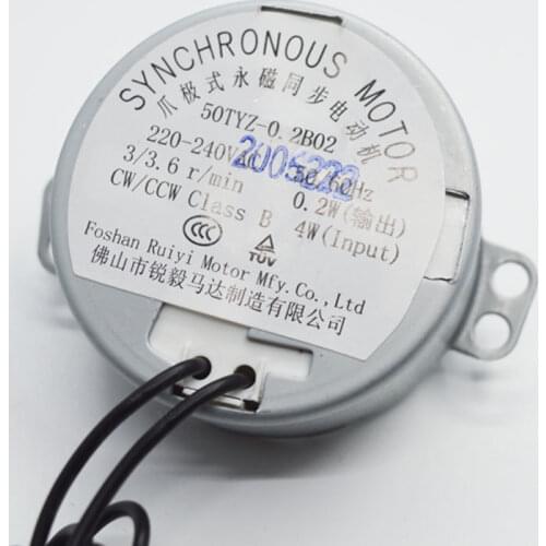 1PC Claw Pole Permanent Magnet Synchronous Motor Flat shaft CW/CCW 220-240V 3/3.6R/Min 50/60Hz 4W Input 0.2W Output With Wire