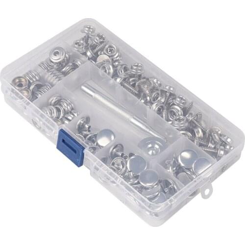 152pcs Stainless Steel Buttons Snap Fastener Screws Studs Tool Set For Tent Boat Cover Installation With Storage Box