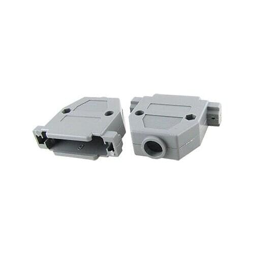 2 Pcs DB25 Male Female Gray Plastic Hoods Shell w Screws