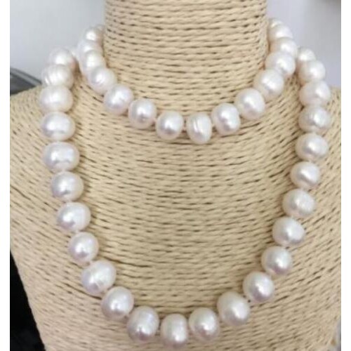 30"12-13 mm natural south baroque white pearl necklace AAA