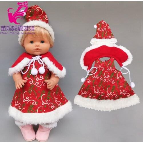 40cm baby doll Santa dress set hat Christmas costume for 16 inch doll outfit for baby Christmas gifts