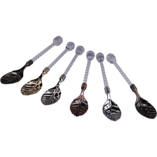 6 Pcs Vintage Coffee Spoon Dessert Cake Ice Cream Tea Scoop Carved Mini Hot Spoons Home