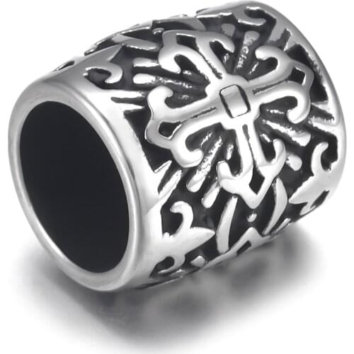 Stainless Steel Barrel Bead Cross Polished 8mm Large Hole Metal Beads Bracelet Charms for DIY Jewelry Making Accessories