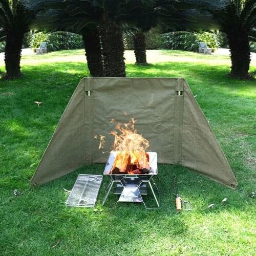 CAMPINGMOON Flame Retardant Canvas Burning Army Curtain Windshield Cloth Outdoor Picnic Windproof Equipment