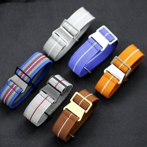 Color Parachute France MN 22MM 20MM Elastic Nylon Outdoor Military Watches Movement Retro NATO Strap Watch Band Men Wristwatch