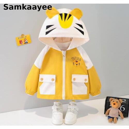 18m-5y Children Jackets Kids Coats Spring Autumn Boys Girls Outerwear Baby Hooded Cartoon Print Clothing Zipper Casual Clothes