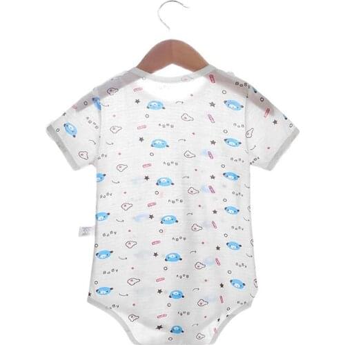 Baby summer jumpsuits ultra-thin bags fart dress baby baby triangle with short sleeves, bamboo fiber