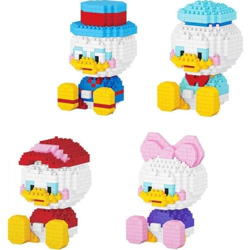Disney childhood Huey Daisy Donald Duck micro diamond block Scrooge McDuck brick educational toy nanobrick for kids gifts