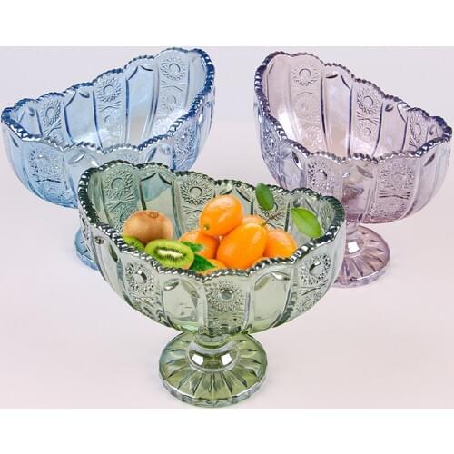 3 colors Europe Lead-free glass Fruit Plate household goods Dinner Tray Tableware Dish Advanced Crystal glass Tray Home Decor