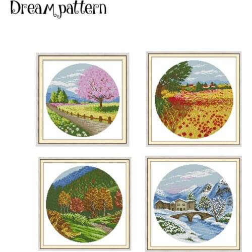 Four seasons (Spring) cross stitch kit aida 14ct 11ct count print canvas stitches embroidery DIY handmade needlework