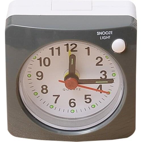 Square Small Bedside Alarm Clock LED Light Silent Sweep Alarm Timer No Ticking Snooze For Home Traveling Desktop Table Decor