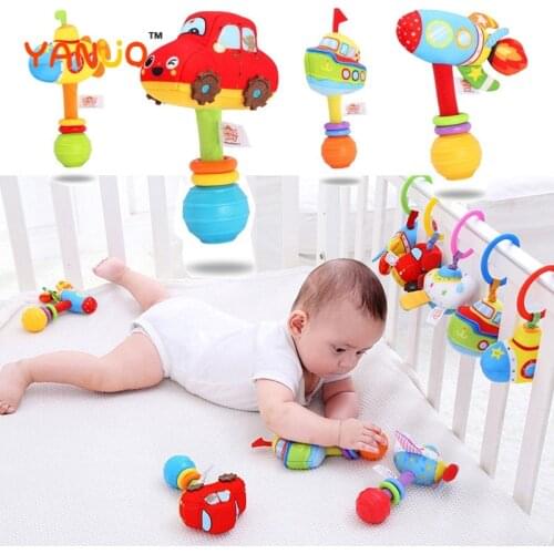 Cute Fleece Educational Toys Baby Infant Toy Stretching Vibration Pull Ring Rattle Plush Hand Shake Bell Bed Bell Toys Soft
