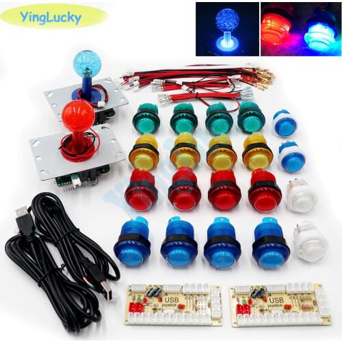 DIY 2 Player Arcade kit with 20 LED Arcade Buttons + 2 LED sanwa Joysticks + 2 USB Encoder Kit + Cable Game Parts