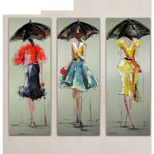 Three Umbrella Girls Paint By Numbers Coloring Hand Painted Home Decor Kits Drawing Canvas DIY Oil Painting Pictures By Numbers
