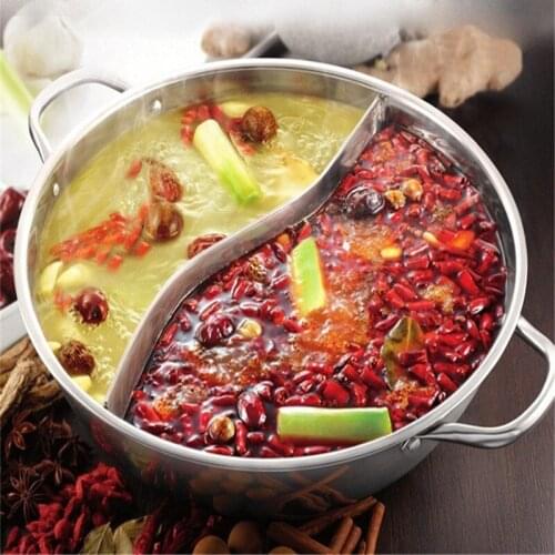 28cm 30cm 32cm 34cm 36cm 38cm 40cm Top Quality Welding polishing Stainless Silver Steel Set Little Thick Duck Hot Pot Ruled Cook