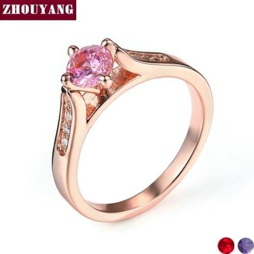 ZHOUYANG Wedding Ring For Women Classic 3 Color Cubic Zirconia Rose Gold Silver Color Engagement Fashion Jewelry R819 R820 R821