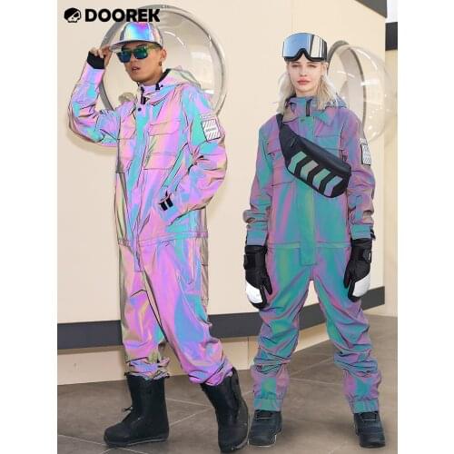 Doorek Limited Color One-piece Reflective Ski Suit For Men And Women