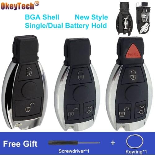 OkeyTech 2/3/4 Buttons For Mercedes Benz Year 2000+ Supports Original NEC/BGA Remote Key Shell Fob Case Single/Dual Battery Hold
