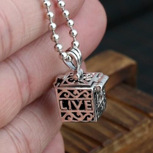 Factory Wholesale S925 Sterling Silver Jewelry Vintage Thai Silver Men And Women Models Simple Hollow Things Small Box Pendant