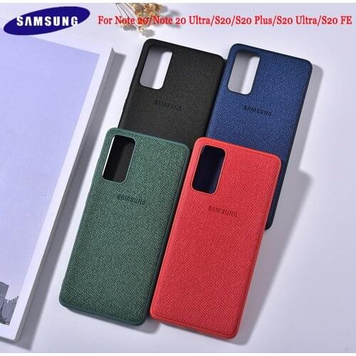 Original Samsung Galaxy S20 Plus Note 20 Ultra Case 5G Canvas Pattem Protective Fabric Phone Cover Luxury Cloth Shell For S20 FE