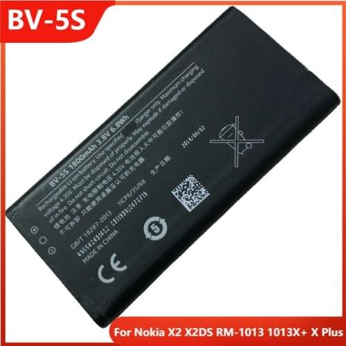 Original BV-5S Phone Battery For Nokia X2 X2DS RM-1013 1013X+ X Plus BV-5S Replacement Rechargable Batteries 1800mAh
