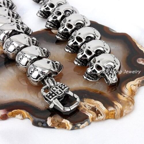 Male Accessories skull necklace mens stainless steel Gothic skeleton necklace fashion jewelry on the neck Retro large necklace