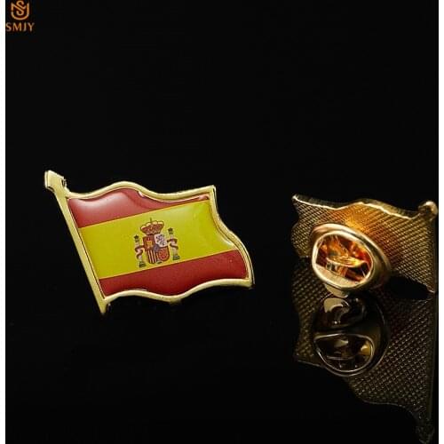Euro National Emblem Paint Commemorative Badge Spain Enamel Flag Wear Pin Brooch Collection