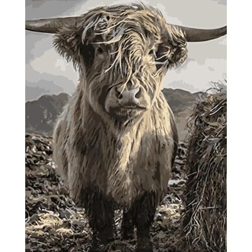 ROYALDREAM Yaks Abstract Painting Diy Digital Painting By Numbers Modern Wall Art Picture For Home Wall Artwork