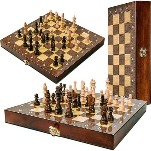 Chess Set Large Top Quality Wooden Box Folding Game Board 30cm*30cm Interior Storage Oak Wood Checkers Kids Gift Family Ajedrez