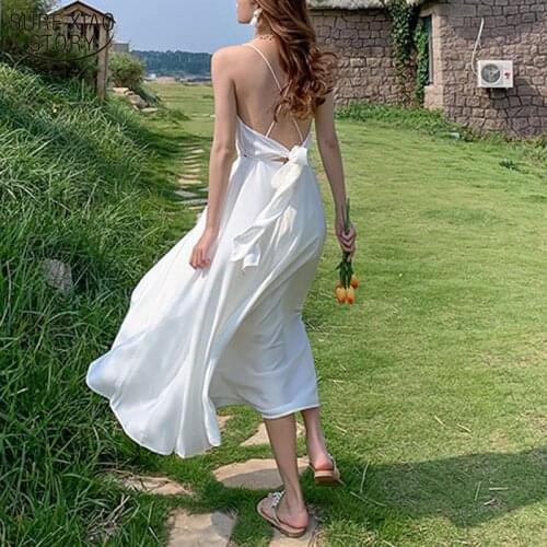 2021 Spaghetti Strap Boho Chiffon Dress Female Beach Holiday Summer Dress Women V Neck Bandage Sexy Ladies Dresses Vestido 13236