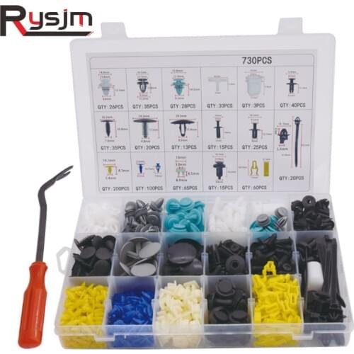730pcs/set Mixed Auto Bumper Rivet Door Panel Fastener 17 different sizes Auto Fasteners Kit Fit for BMW e39 e46 for Audi A3 A4