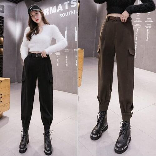 Thick High Quality 2021 Bomber Harem Pants Woolen Warm Women Joggers Sweatpants Winter for Girl Loose Caual Trousers Spring