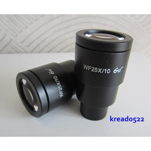 WF25X 9mm High EyePoint Wide Angle Stereo Microscope Eyepiece Lens for Lab Medical Educational with Rubber Eyecup Eye Guards