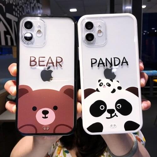 USLION Cute Cartoon Animal Pattern Phone Camera Protection Case For iPhone 11 12 Pro Max X XR XS XS Max 7 8 Plus SE 2020 Soft