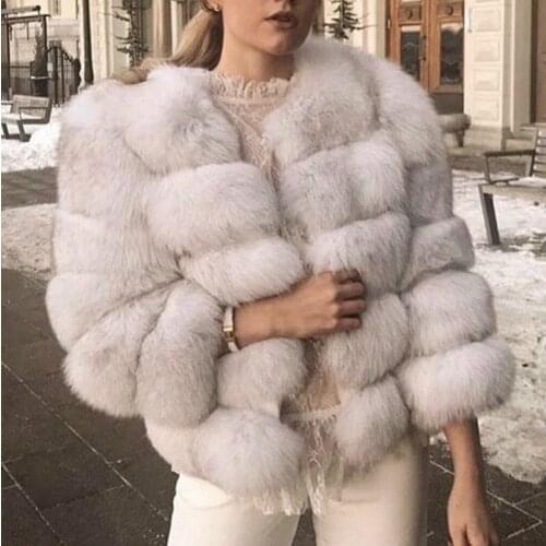 Coat Women Faux Fox Fur Coat Plus Size Women Warm Overcoat Long Sleeve New Winter Faux Fur Jacket Fluffy Plush Fur Coats