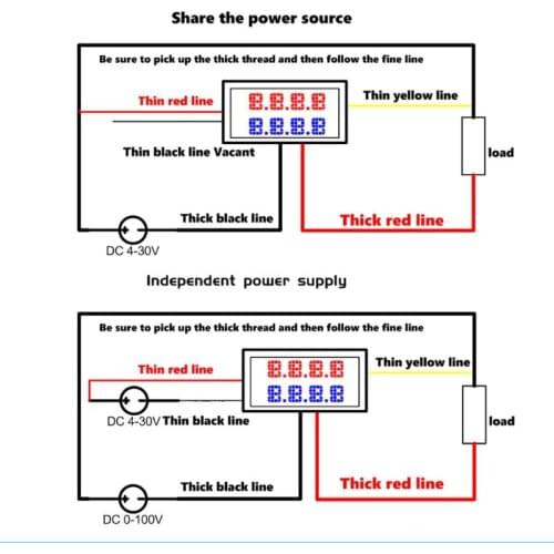 0.28" Digital DC 200V 10A Voltmeter Ammeter 4 Digit 5 Wire Voltage Current Meter