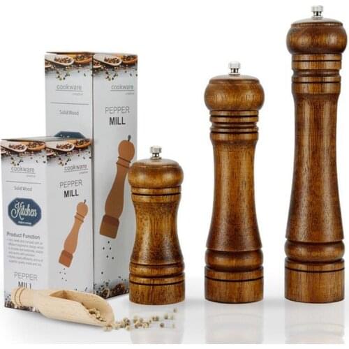 1/3 Pcs Manual Pepper Grinder Oak Wood Salt And Pepper Mill Multi-Purpose Cruet Kitchen Tool With Ceramic Grinder