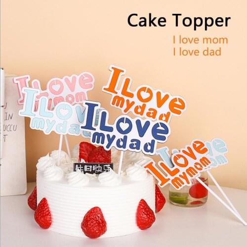10pcs Birthday Cake Paper Cake Topper Cake Silvery Golden Letters Topper Dessert Cupcake Decor Birthday Party Fathers Day Decor